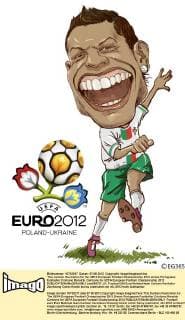 This cartoon illustration for the UEFA European Football Championship 2012 shows Portuguese footballer Cristiano Ronaldo. Cartoons for UEFA European Football Championship 2012  pau659727_01
