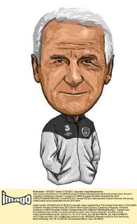 This cartoon illustration for the UEFA European Football Championship 2012 shows head coach Giovanni Trapattoni of Republic of Ireland. Cartoons for UEFA European Football Championship 2012  pau651579_02