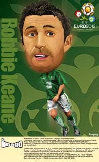 This cartoon illustration for the UEFA European Football Championship 2012 shows Irish footballer Robbie Keane. Cartoons for UEFA European Football Championship 2012  pau656694_02