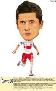 This cartoon illustration for the UEFA European Football Championship 2012 shows Polish footballer Robert Lewandowski. Cartoons for UEFA European Football Championship 2012  pau656745_02