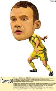 This cartoon illustration for the UEFA European Football Championship 2012 shows Ukrainian footballer Andriy Mykolayovych Shevchenko. Cartoons for UEFA European Football Championship 2012  pau656745_12