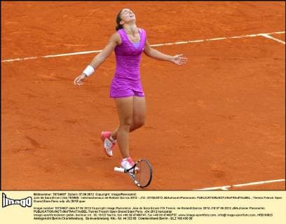Joie de Sara Errani (ita) TENNIS : internantionaux de Roland Garros 2012 - J12 - 07 06 2012 JBAutissier Panoramic 