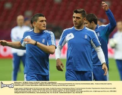 FOOTBALL EUROPEAN CHAMPIONSHIP, GREECE TRAINING SESSION, KYRIAKOS PAPADOPOULOS, KOSTAS KATSOURANIS (GRE),  07062012toja211