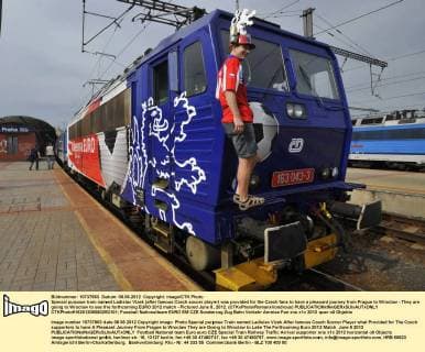 Special purpose train named Ladislav Vizek (after famous Czech soccer player) was provided for the Czech fans to have a pleasant journey from Prague to Wroclaw - They are going to Wroclaw to see the forthcoming EURO 2012 match - Pictured June 8, 2012. (CTKxPhoto RomanxVondrous)  CTKPhoto916201206080253101