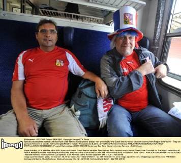 Special purpose train named LadislavVizek (after famous Czech soccer player) was provided for the Czech fans to have a pleasant journey from Prague to Wroclaw - They are going to Wroclaw to see the forthcoming EURO 2012 match - Pictured June 8, 2012. (CTKxPhoto RomanxVondrous)  CTKPhoto925201206080248901