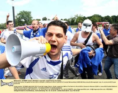 Greek fans before the game for Euro 2012 of Greece in Warsaw on 8th of June 2012
