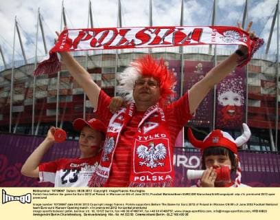 Polish fans before the game for Euro 2012 of Poland in Warsaw on 8th of June 2012