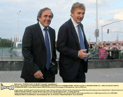Warsaw - UEFA EURO 2012 ( EUROPEAN CHAMPIONSHIPS UEFA EURO 2012 ) OPENING DINNER - MICHEL PLATINI (L) ZBIGNIEW BONIEK (P) -  20120608CSMT8025