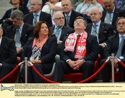 Polish president Bronislaw Komorowks at The Opening Ceremony of EURO 2012 held on June 8, 2012 in Warsaw, Poland. 