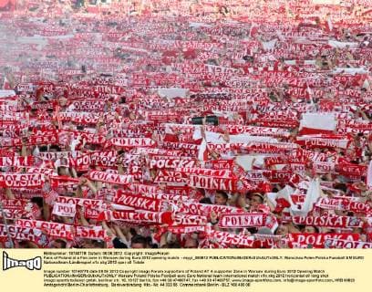 Fans of Poland at a Fan zone in Warsaw during Euro 2012 opening match - mygr_080612 