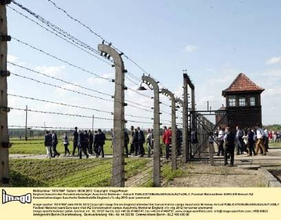 England besucht das Konzentrationslager Auschwitz Birkenau - Ankunft 