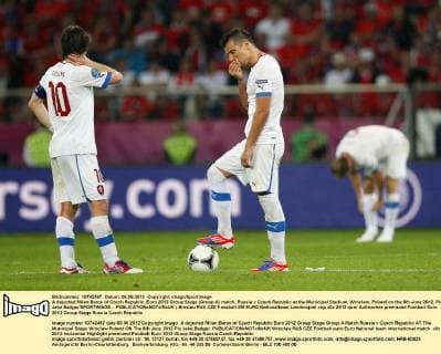 A dejected Milan Baros of Czech Republic..Euro 2012 Group Stage (Group A) match, Russia v Czech Republic at the Municipal Stadium, Wroclaw, Poland on the 8th June 2012. Pic Jake Badger SPORTIMAGE... EDITORIAL USE ONLY. No use with unauthorised audio, video, data, fixture lists, club league logos or live services. Online in-match use limited to 120 images, no video emulation. No use in betting, games or single club league player publications.