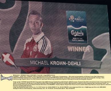 FUSSBALL - EURO 2012, CHARKIW, UEFA Europameisterschaft 2012 - Länderspiel, Gruppenphase, - Bild zeigt die Anzeigetafel mit Michael Krohn-Dehli (Dänemark) - 