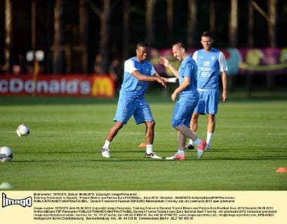 Training Frankreich in Donezk - Franck Ribery und Patrice Evra FOOTBALL : Euro 2012 - Donetsk - 06 09 2012 AnthonyBibard FEP Panoramic 