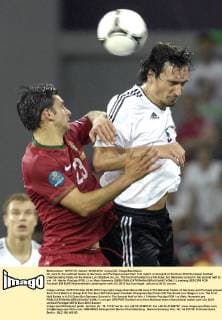 On June 9, the national teams of Germany and Portugal played their first match in Group B of the Euro 2012 European football championship finals on the Arena Lviv Stadium in Lviv. The first half ended in a 0-0 draw, but Germany scored in the second half to win 1-0: Helder Postiga (POR, L) vs Mats Hummels (GER) 
