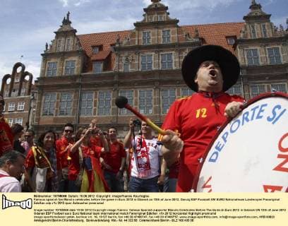 Famous spanish fan Manolo celebrates before the game in Euro 2012 in Gdansk on 10th of June 2012