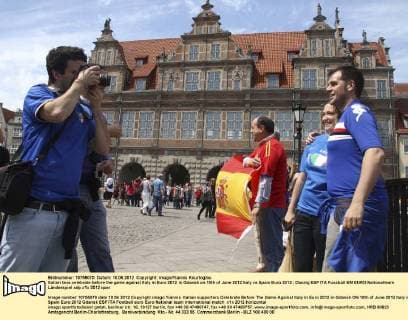 Italian fans celebrate before the game against Italy in Euro 2012 in Gdansk on 10th of June 2012 Italy vs Spain Euro 2012