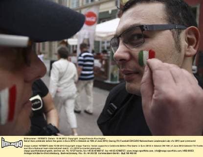 Italian fans celebrate before the game in Euro 2012 in Gdansk on 10th of June 2012