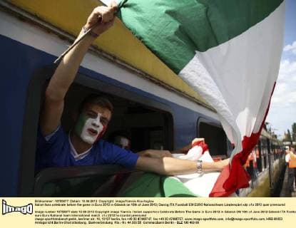 Italian fans celebrate before the game in Euro 2012 in Gdansk on 10th of June 2012