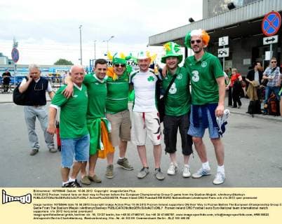 10.06.2012 Poznan. Ireland fans on their way to Poznan before the European Championship Group C game from the Stadion Miejski. xAnthonyxStanleyx  ActionPlus20246219