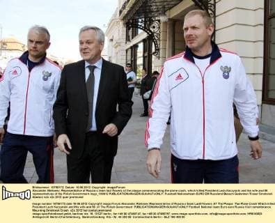 Alexander Alekseev, Representative of Russia s team laid flowers at the plaque commemorating the plane crash, which killed President Lech Kaczynski and his wife and 96 representatives of the Polish Government mygr_100612 