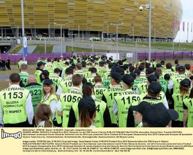 GDANSK ARENA 10 06 2012 Football Euro 2012, Stewards vor der PGE Arena in Danzig allexsabba
