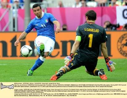 Das Tor von Antonio DI NATALE (Italia) gegen Iker Casillas - Danzig 10 06 2012 GDANSK ARENA Euro 2012 allexsabba