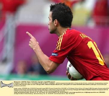 FUSSBALL - EURO 2012, ESP vs ITA DANZIG,POLEN,10.JUN.12 - FUSSBALL - UEFA Europameisterschaft 2012 in Polen und der Ukraine, Länderspiel, Gruppenphase, Spanien vs Italien. Bild zeigt den Jubel von Cesc Fabregas (ESP). 