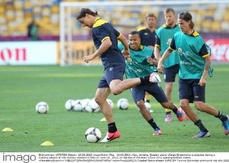 10.06.2012. Kiev, Ukraine. Sweden player Zlatan Ibrahimovic is pictured during a training session at the Olympic stadium in Kiev on June 10 , 2012, on the eve of the team s Euro 2012 opening football match. xMaloletkaxEvgeniyx  ActionPlus11288171