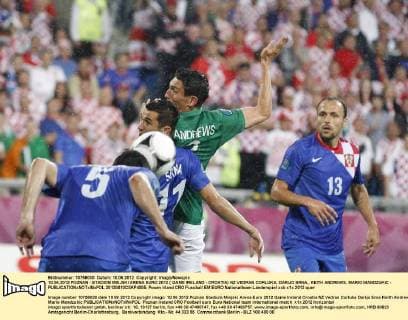 10.06.2012 POZNAN - STADION MIEJSKI ARENA EURO 2012 ( GAME IRELAND - CROATIA) NZ VEDRAN CORLUKA, DARIJO SRNA,, KEITH ANDREWS, MARIO MANDZUKIC -  20120610CSKP4005