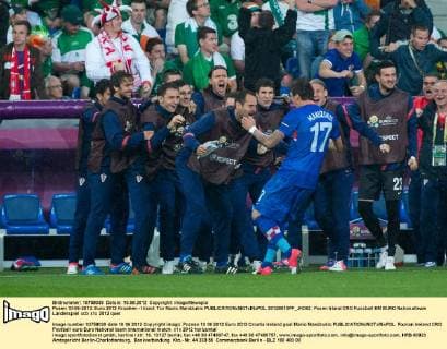 Posen 10-06-2012. Euro 2012 Kroatien - Irland: Tor Mario Mandzukic  20120610PF_JK062