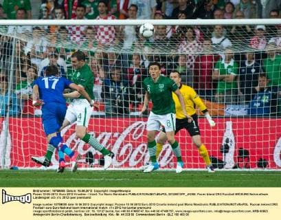 Posen 10-06-2012. Euro 2012 Kroatien - Irland: Tor Mario Mandzukic  20120610PF_JK055