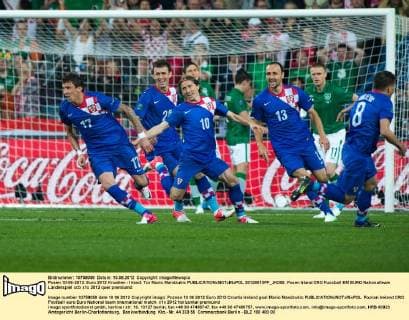 Posen 10-06-2012. Euro 2012 Kroatien - Irland: Tor Mario Mandzukic  20120610PF_JK059