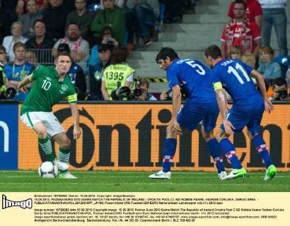 10.06.2012. POZNAN EURO 2012 (GAME MATCH THE REPUBLIC OF IRELAND - CROATIA POOL C). NZ ROBBIE KEANE, VEDRAN CORLUKA, DARIJO SRNA -  20120610PF_JK106