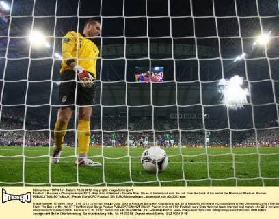 Football - European Championships 2012 - Republic of Ireland v Croatia Shay Given of Ireland collects the ball from the back of his net at the Municipal Stadium, Poznan 