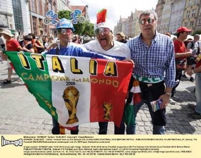 GDANSK 10.06.2012 - Italian football fans on the Gdansk city streets EURO FOOTBALL 2012 BEFORE MATCH -  FLUMI100612ital_07