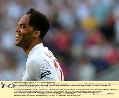 Joleon Lescott of England celebrates for his goal during the Group D match between England and France at the Euro 2012 football championships in Donetsk, Ukraine, June 11, 2012. (Xinhua Li Yong)(lm) UKRAINE-DONETSK-EURO 2012-GROUP D-FRANCE VS. ENGLAND 