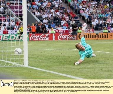 Englands Joe Hart gets beaten by Frances Samir Nasris strike Euro 2012 France v England, Donetsk, Donbass Arena on the 11th June 2012. Pic David Klein SPORTIMAGE EDITORIAL USE ONLY. No use with unauthorised audio, video, data, fixture lists, club league logos or live services. Online in-match use limited to 120 images, no video emulation. No use in betting, games or single club league player publications.