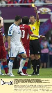 Breslau 12 06 2012 KOSTAS KATSOURANIS Greece 21 TOMAS ROSICKY Czech Republic 10 YELLOW CARD STEPHANE LANNOY Referee  BOR_20120612_1175
