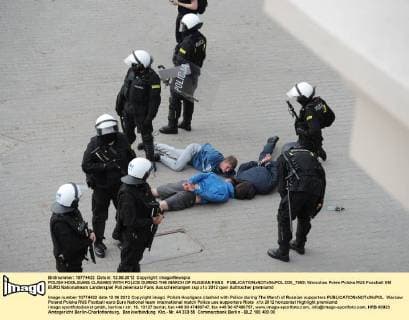 POLISH HOOLIGANS CLASHED WITH POLICE DURING THE MARCH OF RUSSIAN FANS  D30_7989