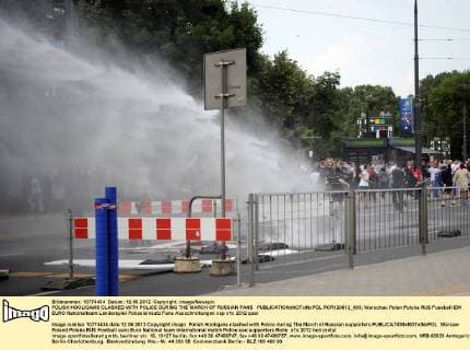 POLISH HOOLIGANS CLASHED WITH POLICE DURING THE MARCH OF RUSSIAN FANS  RCR120612_003