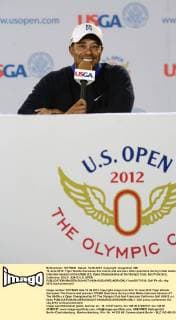 12 June 2012: Tiger Woods discusses the course and answers other questions during initial media interview session at the USGA U.S. Open Championship at the Olympic Club, San Francisco, California. GOLF: JUN12 U.S. OPEN Icon20171519 EDITORIAL USE ONLY