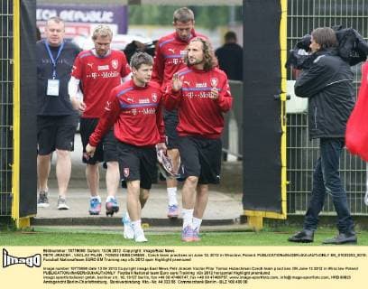 PETR JIRACEK , VACLAV PILAR , TOMAS HUBSCHMAN , Czech team practises on June 13, 2012 in Wroclaw, Poland.  EN_01033303_0019