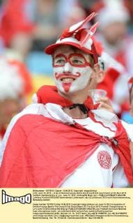 LVIV, June 13, 2012 -- A fan of Denmark poses before the Group B 2nd round match at the Euro 2012 football championships in Lviv, June 13, 2012. (Xinhua Ma Ning) (jyc) - 