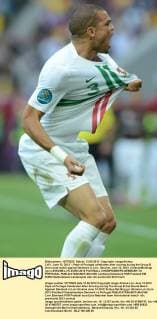 LVIV, June 13, 2012 -- Pepe of Portugal celebrates after scoring during the Group B 2nd round match against Denmark in Lviv, Ukraine, June 13, 2012. (Xinhua Ma Ning) (jyc) UKRAINE-LVIV-EURO 2012 FOOTBALL CHAMPIONSHIPS-DENMARK VS PORTUGAL 