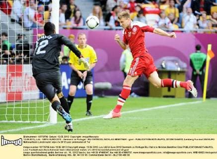 13.06.2012, Lviv - UEFA EURO 2012 - Denmark vs Portugal - RUI PATRICIO, NICKLAS BENDTNER - goal -  20120613nb010