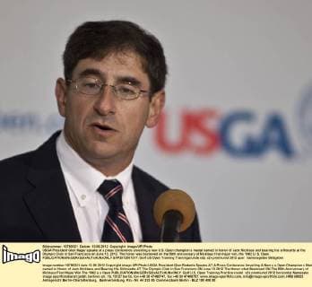 USGA President Glen Nager speaks at a press conference unveiling a new U.S. Open champion s medal named in honor of Jack Nicklaus and bearing his silhouette at the Olympic Club in San Francisco on June 13, 2012. The honor was bestowed on the 50th anniversary of Nicklaus first major win, the 1962 U. S. Open.  SXP2012061317