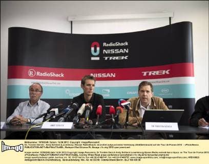 Dr. Torsten Gerich - Andy Schleck (Luxemburg Nissan RadioShack) verzichtet aufgrund einer Verletzung (Steißbeinbruch) auf die Tour de France 2012 - xPhotoNewsx 