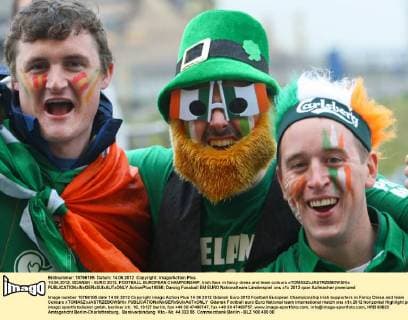 14.06.2012, GDANSK - EURO 2012, FOOTBALL EUROPEAN CHAMPIONSHIP, Irish fans in fancy dress and team colours xTOMASZxJASTRZEBOWSKIx  ActionPlus16056