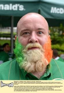 GDANSK, June 14, 2012 -- A fan of Ireland poses before the Group C match at the Euro 2012 football championships in Gdansk, June 14, 2012. 
